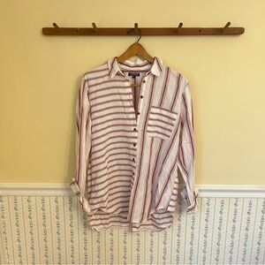 Topshop Open Back Button Down Striped Top